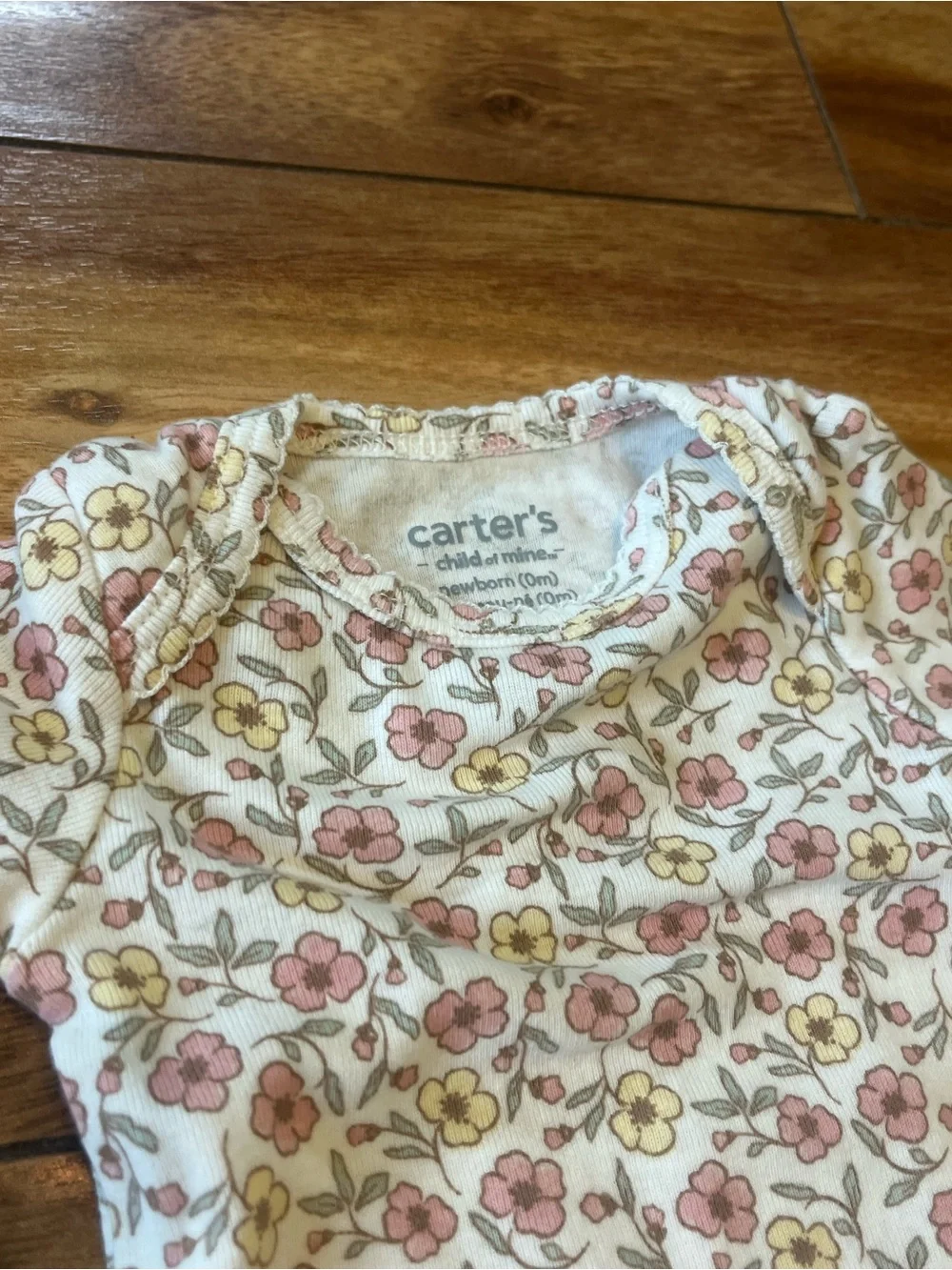 Lot of 2 newborn short sleeve onesies, Disney & carters floral theme girly pink